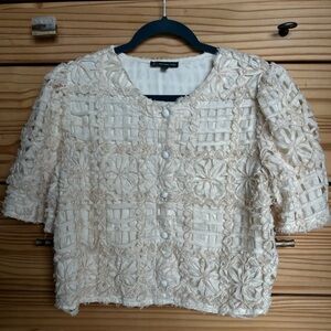 Adrianna Papell Cream Textured Blouse